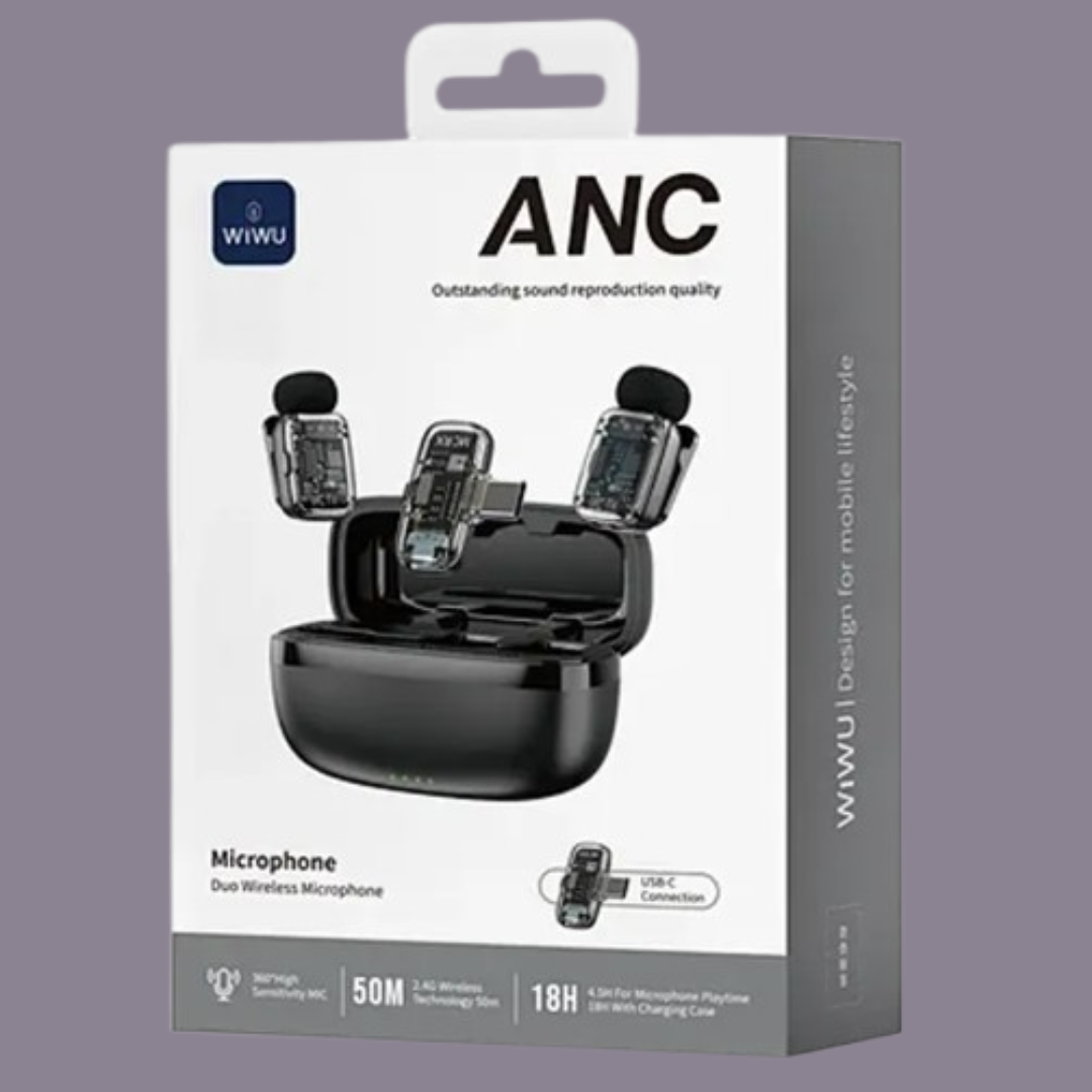 Elryan: WiWU Dual ANC Wireless Microphone - Battery Life 4.5 hours per charge - Fast Charging Full charge in 30 minutes - Black