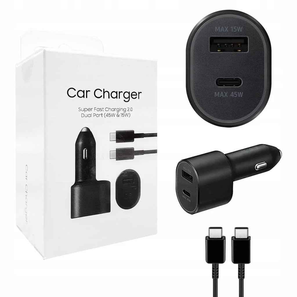 Samsung Dual-Port Super Fast Car Charger with 45W USB-C PD & 15W USB-A