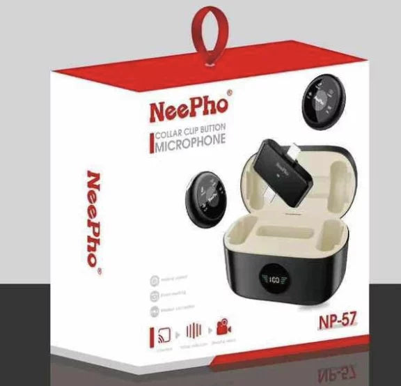Neepho NP-57 Dual Wireless Lavalier Microphone – Crystal-Clear Audio for Vlogging, Interviews & Live Streaming